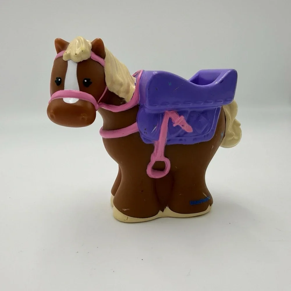 2010 Fisher Price Little People Jump N Ride Pony Pink Bridle‎ Purple Saddle HTF